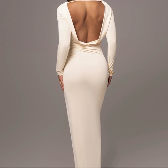 JLUXLABEL Cream Kathleen Slit Maxi Long Sleeve Dress - Picture 2 of 6